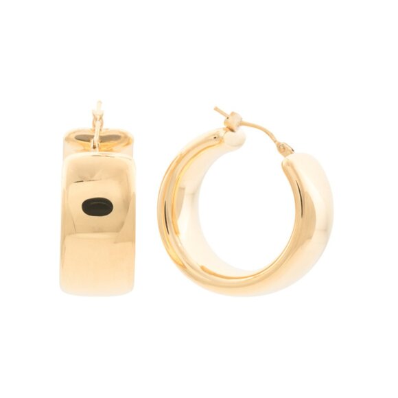 MILOR GOLD Gold Made In Italy 14kt Gold Wide Round Hoop Earrings